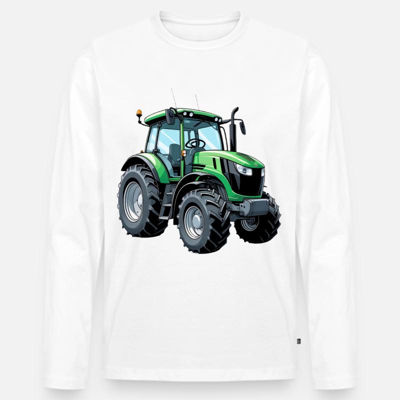Grüner Traktor mit moderner Ästhetik - Männer Premium Bio Langarmshirt - Weiß