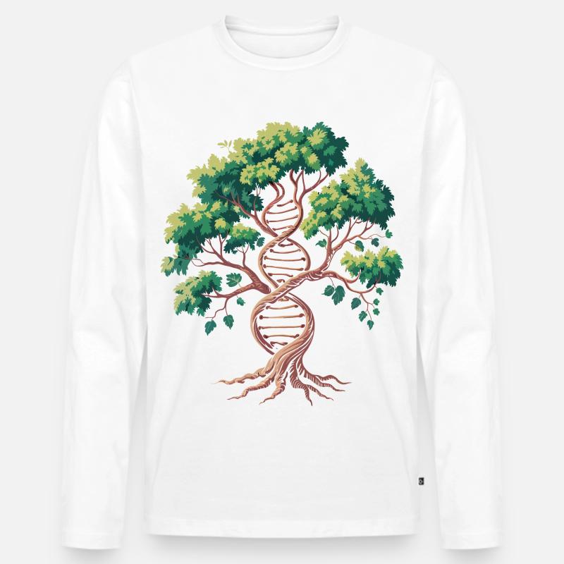Lebensbaum DNA Verschmelzung - Männer Premium Bio Langarmshirt - Weiß