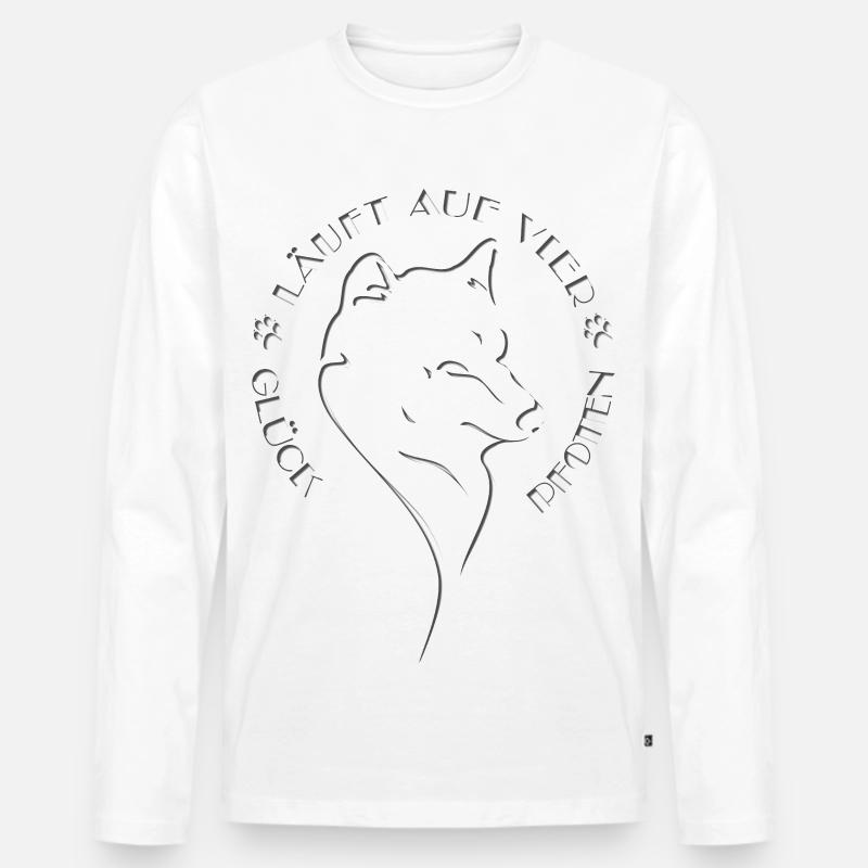 Elegant Hunde-Silhouette mit Botschaft - Männer Premium Bio Langarmshirt - Weiß
