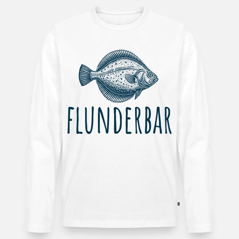 Zielfisch Flunder - Flunderbar - Angler Geschenk - Männer Premium Bio Langarmshirt - Weiß