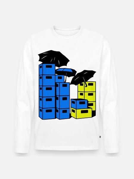 Bierkasten Kunst - Männer Premium Bio Langarmshirt - Weiß