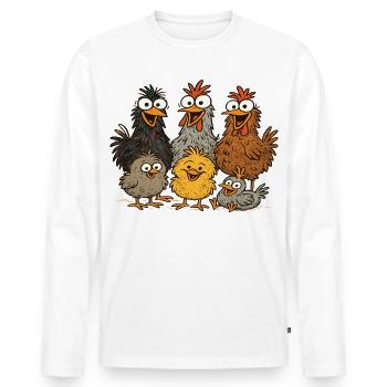 Poulet coloré motif de dessin animé - T-shirt manches longues Premium bio Homme - blanc - Devant - Nico (187cm)