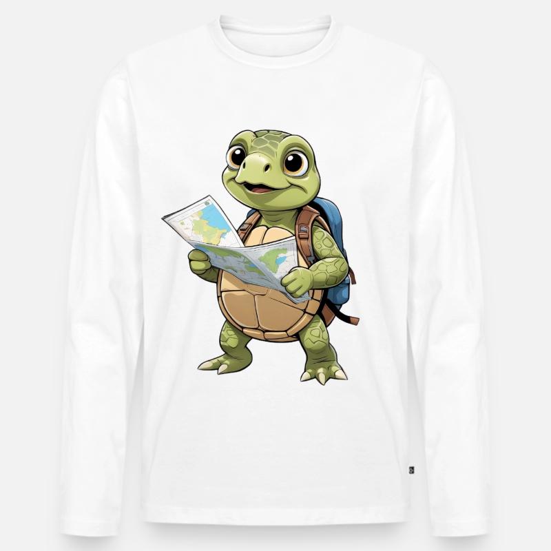Abenteuertrend Schildkrötenreise - Männer Premium Bio Langarmshirt - Weiß