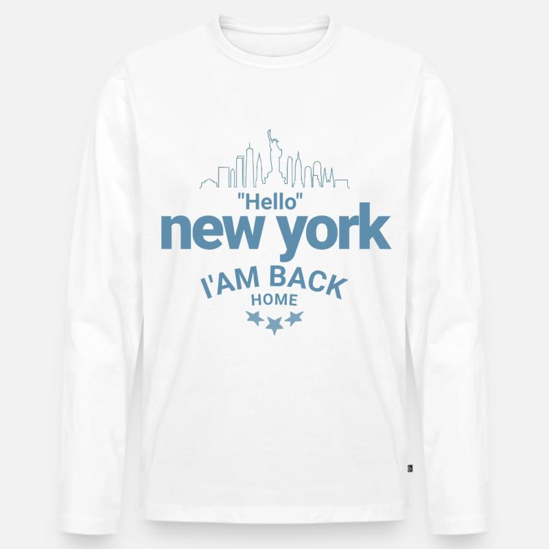 New York Back Home Design - Männer Premium Bio Langarmshirt - Weiß