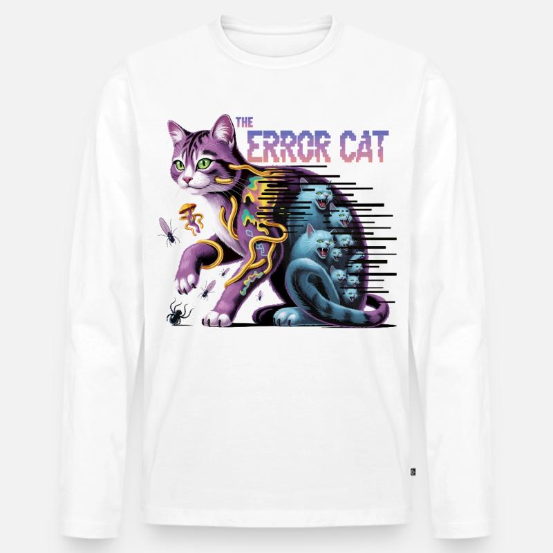 Die irrende Katze Digitale Kunst - Männer Premium Bio Langarmshirt - Weiß