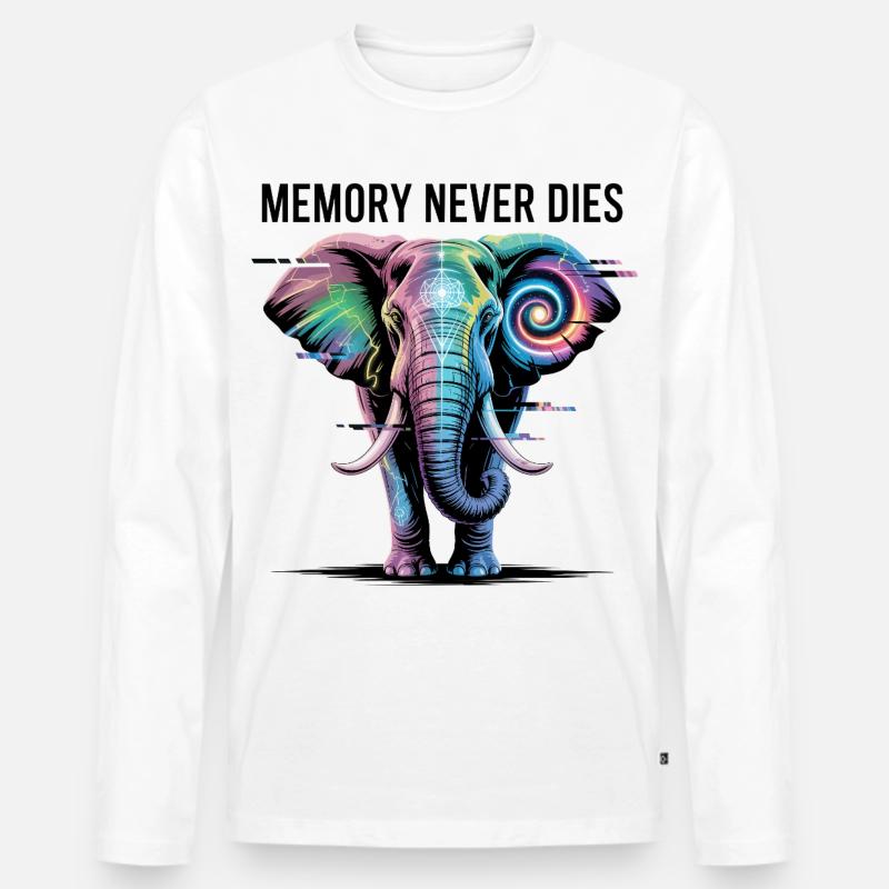 Psychedelischer Elefant mit kosmischer Spirale - Männer Premium Bio Langarmshirt - Weiß