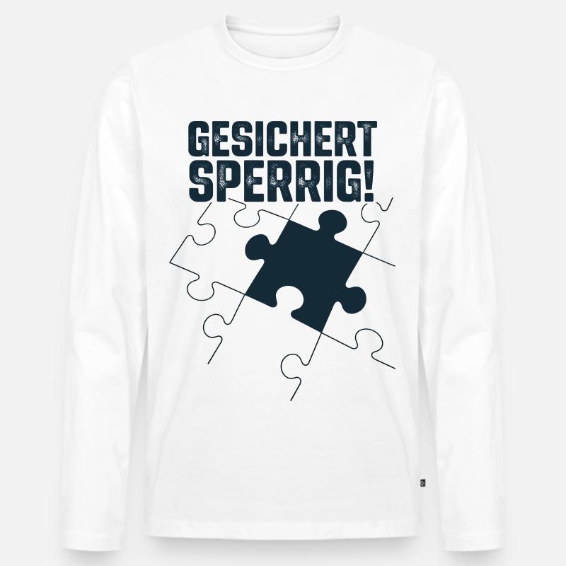 Gesichert Sperrig – Urban Puzzle Statement - Männer Premium Bio Langarmshirt - Weiß