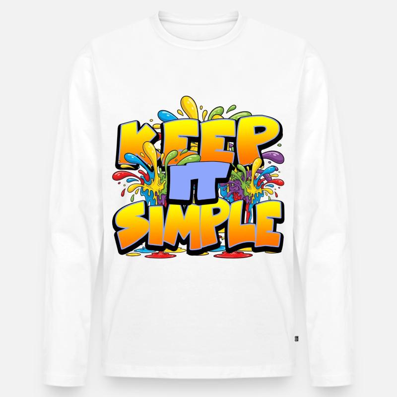 Bunter Slogan Keep it Simple - Männer Premium Bio Langarmshirt - Weiß