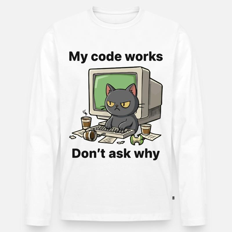 Mein Code funktioniert Frag nicht warum - Männer Premium Bio Langarmshirt - Weiß