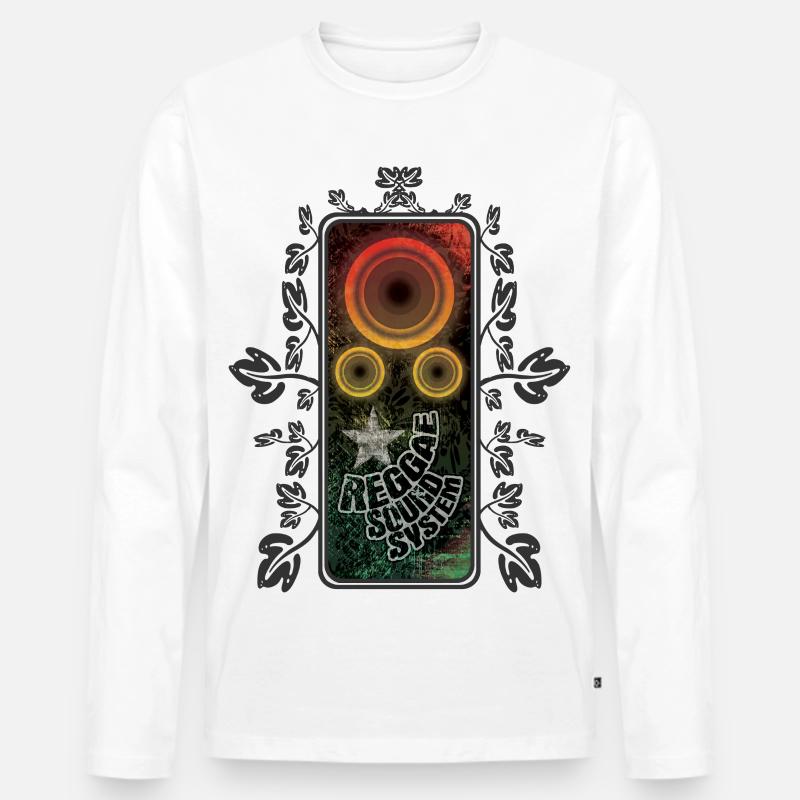 Reggae Spruch mit Lautsprechern - Männer Premium Bio Langarmshirt - Weiß
