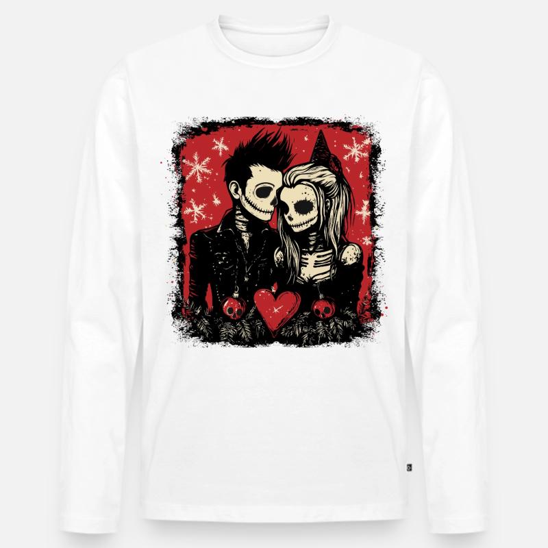 Zombie Paar feiert Weihnachten - Männer Premium Bio Langarmshirt - Weiß