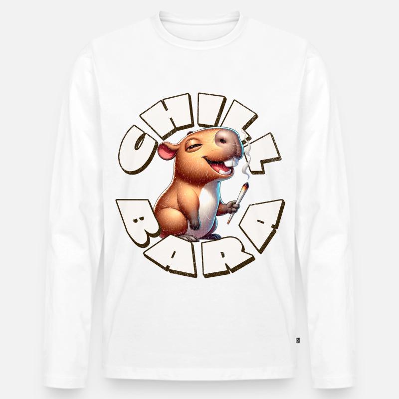 Capybara Chill Bara - Männer Premium Bio Langarmshirt - Weiß
