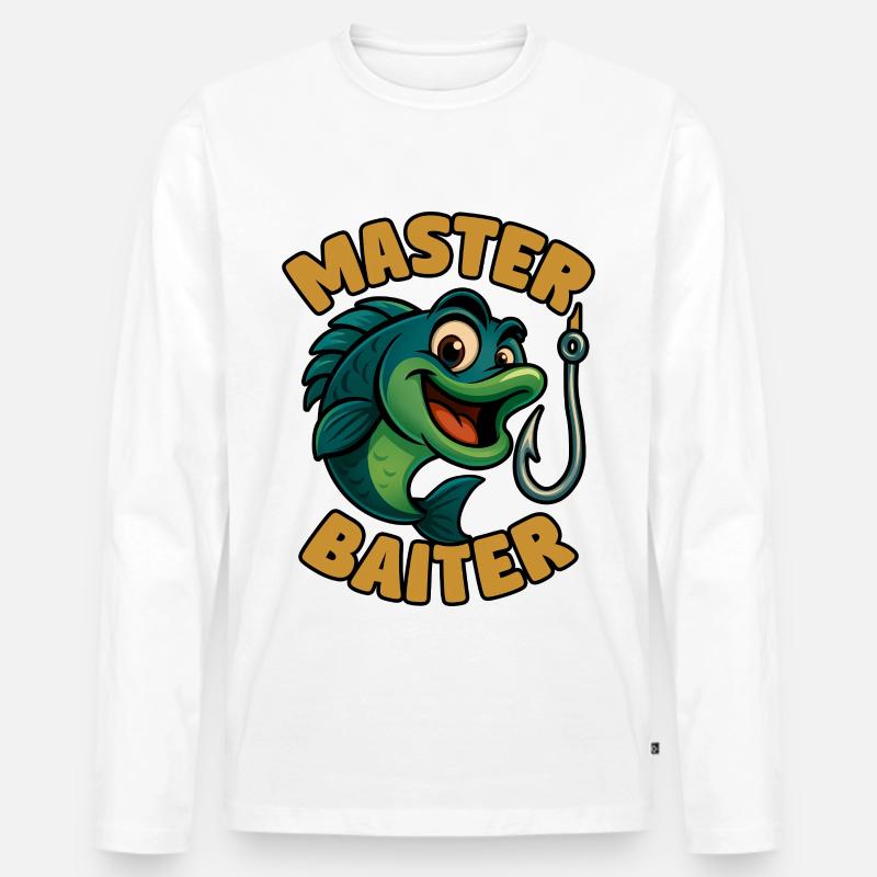 Master Baiter – witziges Angler-Wortspiel - Männer Premium Bio Langarmshirt - Weiß