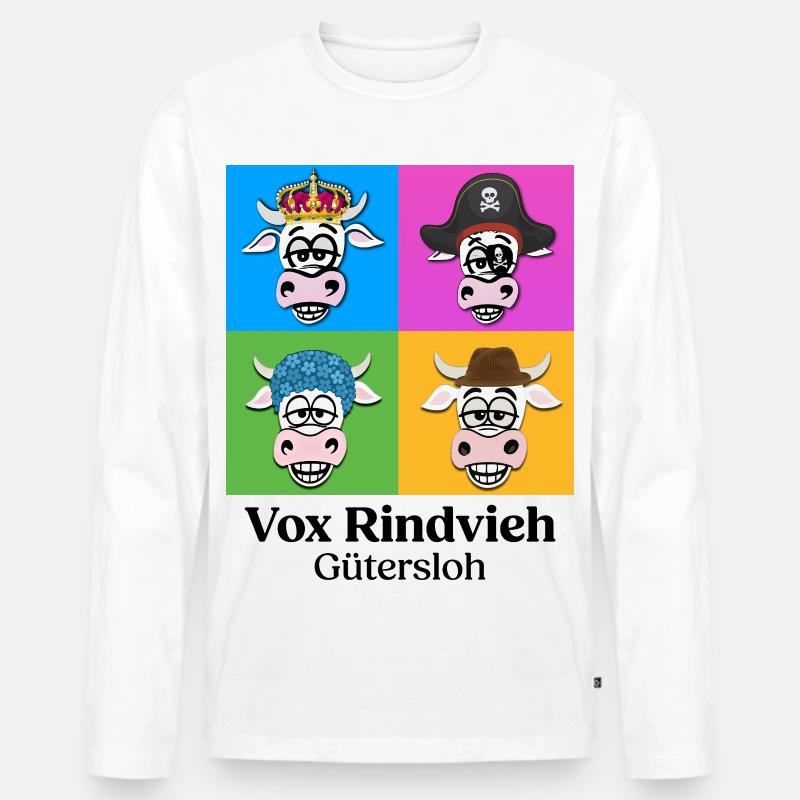 Kuhquartett-VR mit Text - Männer Premium Bio Langarmshirt - Weiß
