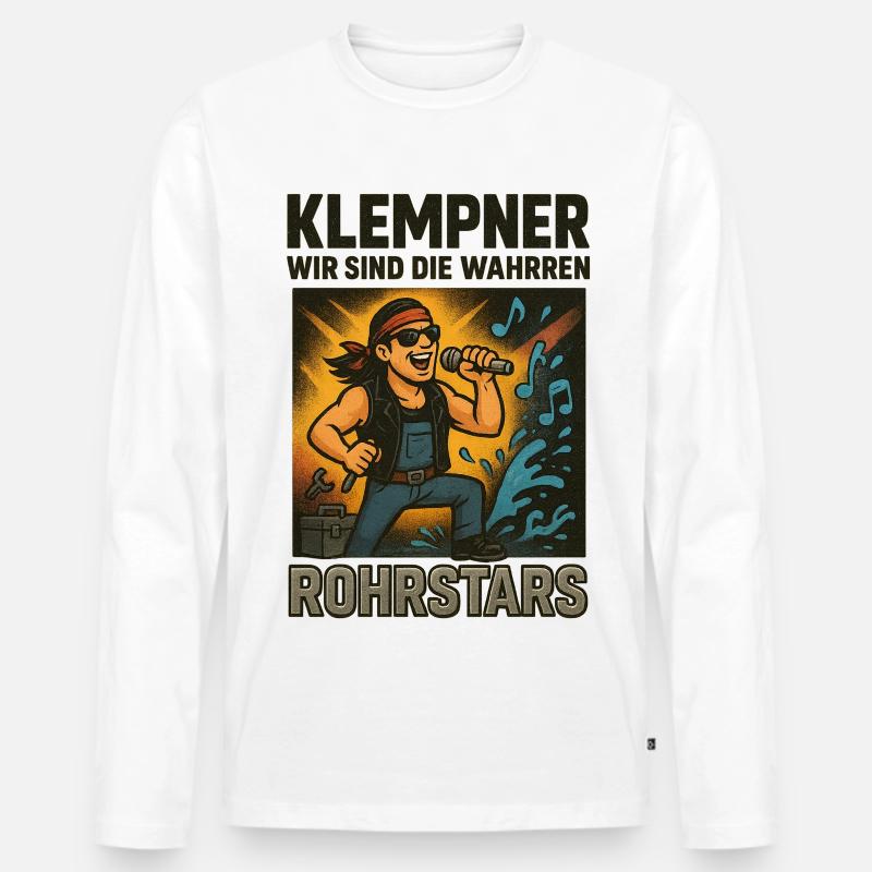 Klempner Spruch - Männer Premium Bio Langarmshirt - Weiß