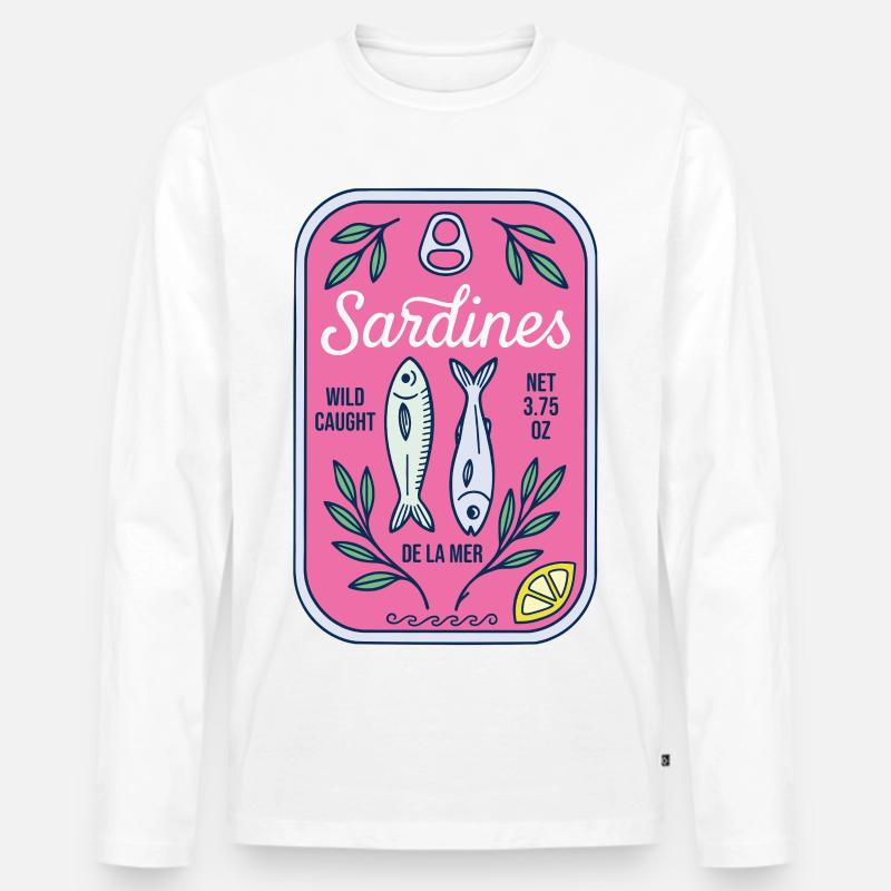 Sardinen - Männer Premium Bio Langarmshirt - Weiß