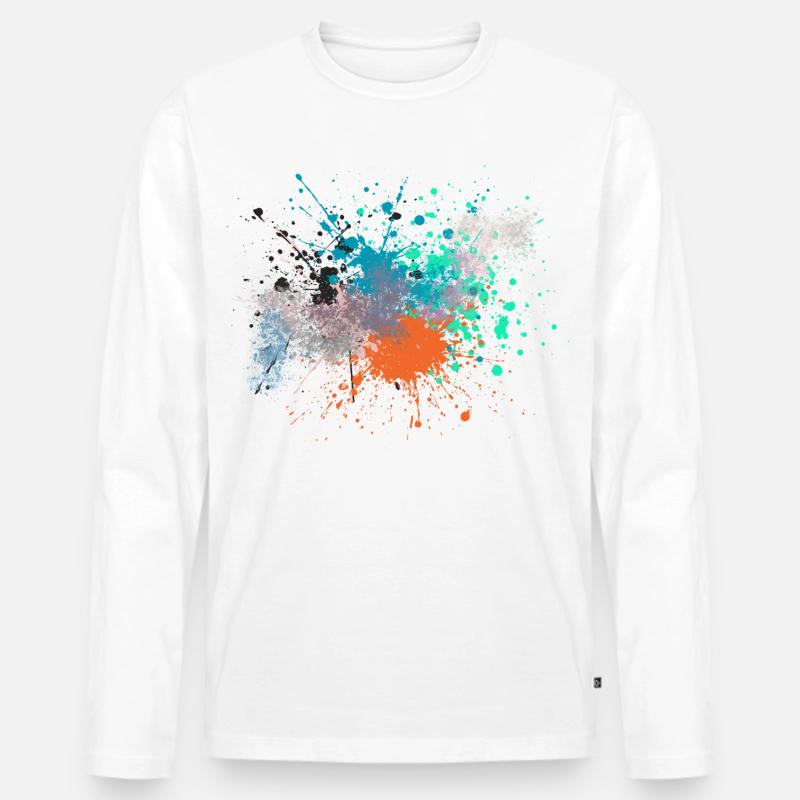 Farbexplosion Kunstinspiriert Design - Männer Premium Bio Langarmshirt - Weiß