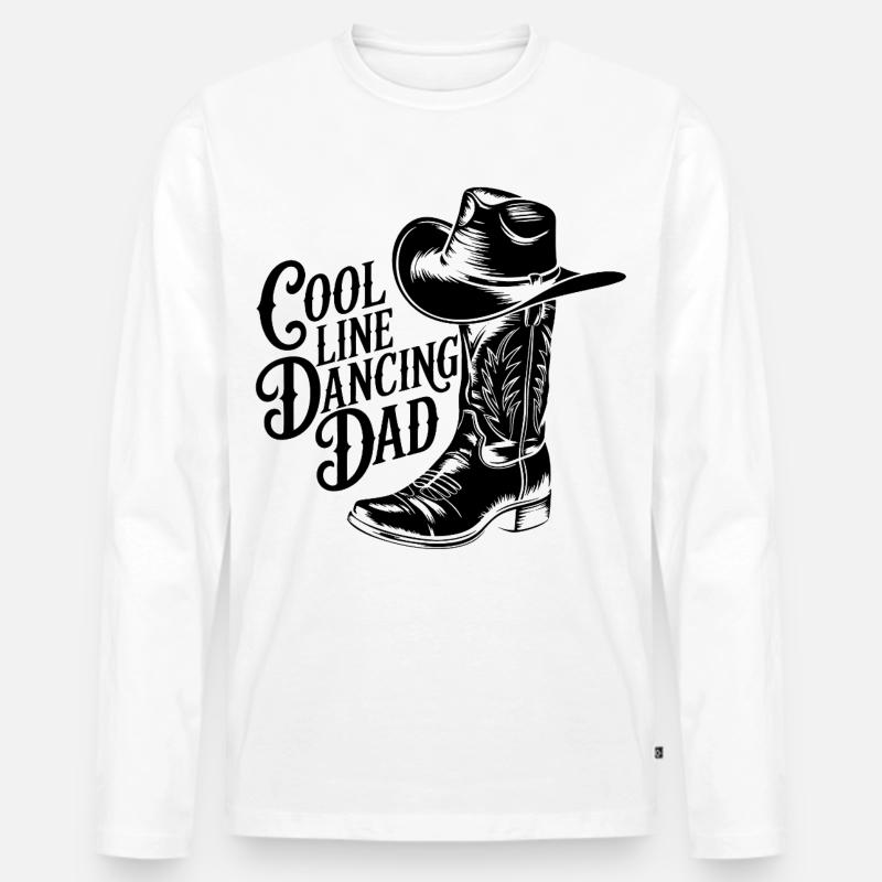 Linedance Papa tanzt Line Dance - Männer Premium Bio Langarmshirt - Weiß