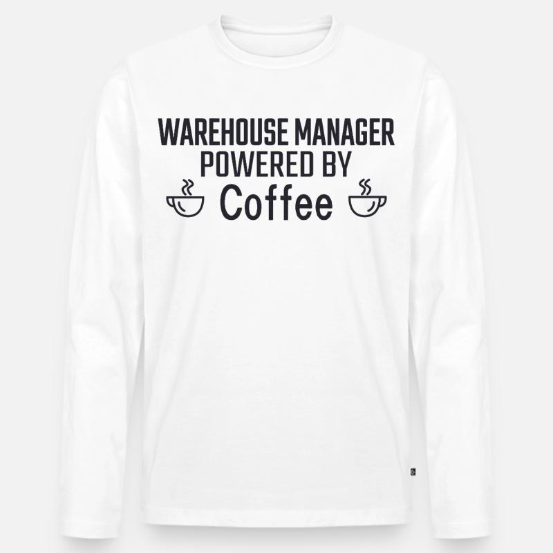 Warehouse Manager Powered By Coffee - Männer Premium Bio Langarmshirt - Weiß