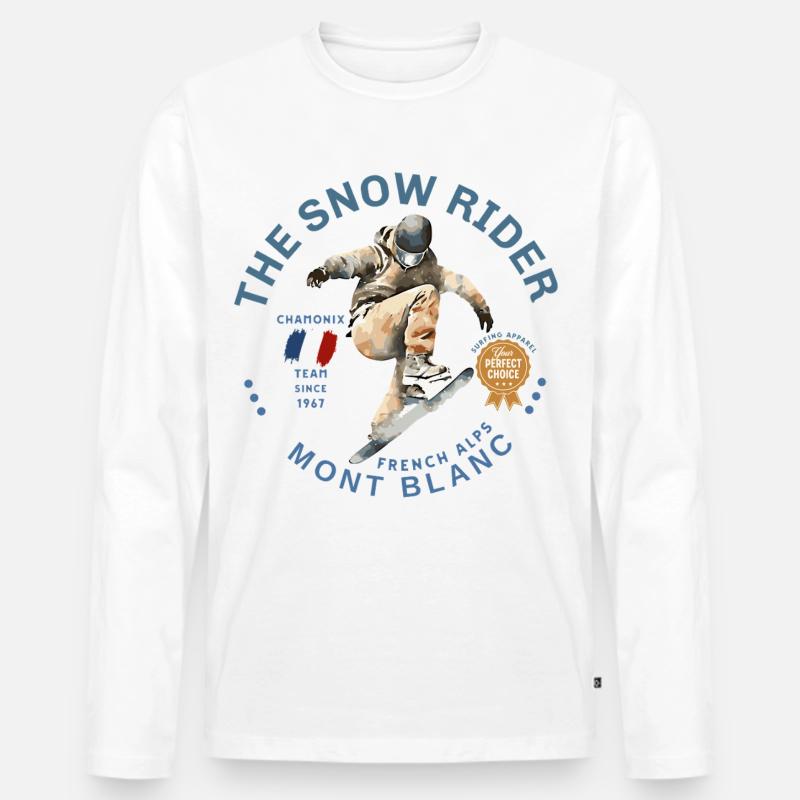 Mont-Blanc-Skifahrer in Aktion in Chamonix - Männer Premium Bio Langarmshirt - Weiß