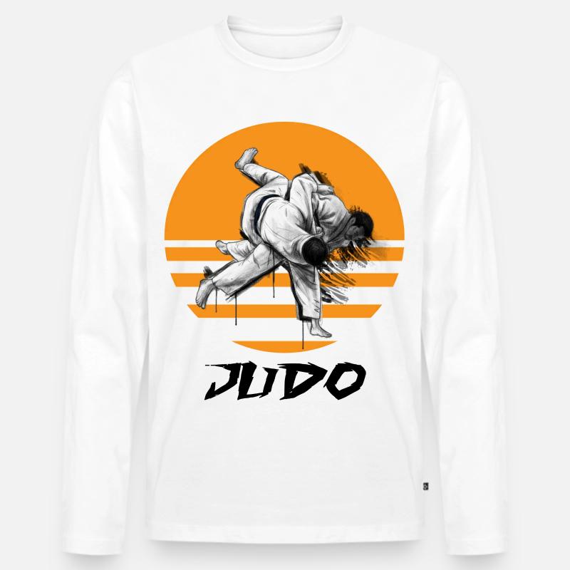Judo-Kampfkunst Motiv mit Dynamik - Männer Premium Bio Langarmshirt - Weiß