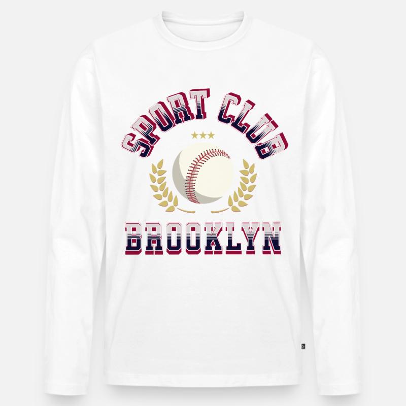 Baseball Teamgeist Emblem - Männer Premium Bio Langarmshirt - Weiß