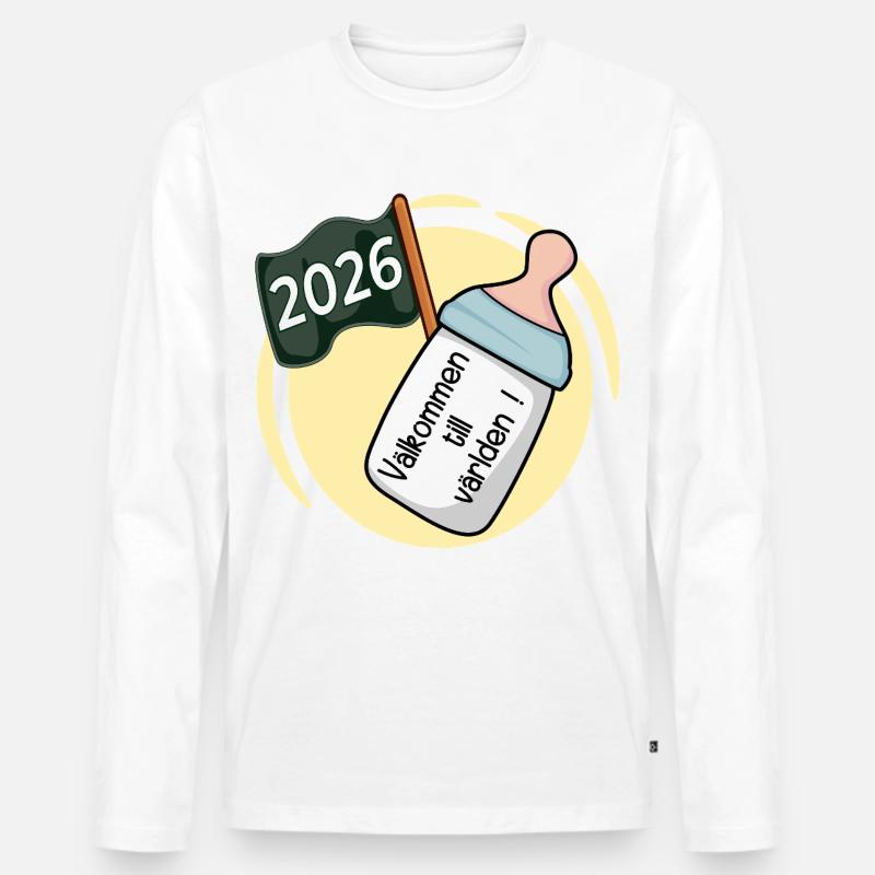 Willkommen in der Welt 2026 - Männer Premium Bio Langarmshirt - Weiß