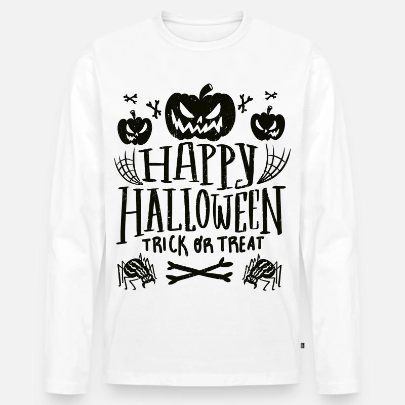 Fröhliches Halloween-Süßes oder Saures - Männer Premium Bio Langarmshirt - Weiß