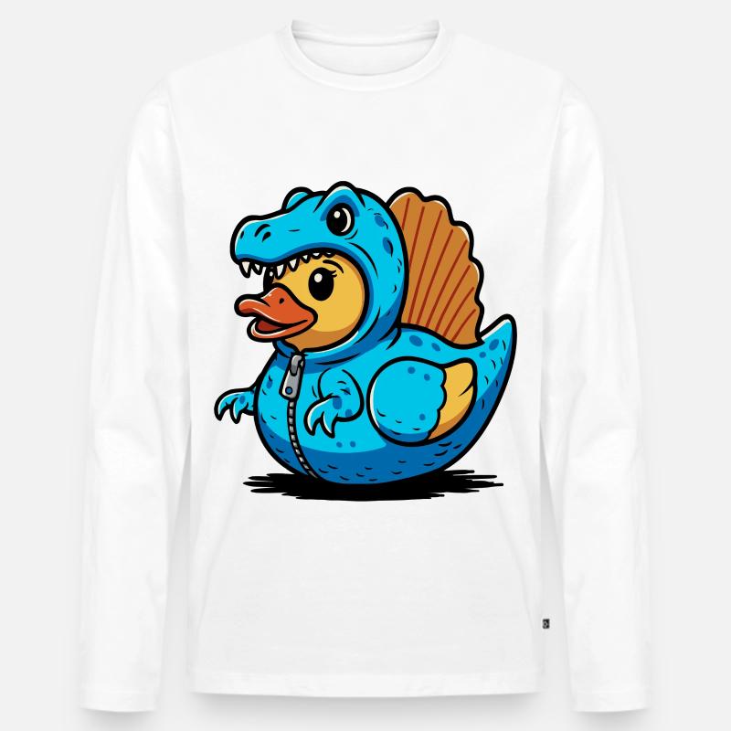 Spinosaurus Blauer Dino-Drache Entchen - Männer Premium Bio Langarmshirt - Weiß