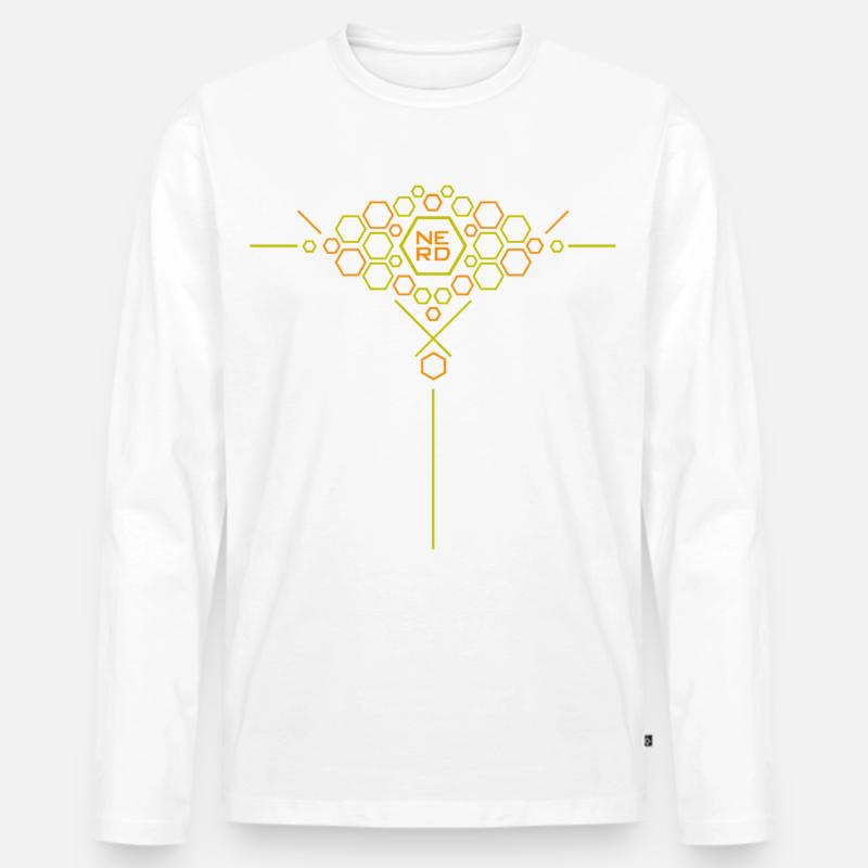 Nerd Hex Muster Gradient - Männer Premium Bio Langarmshirt - Weiß