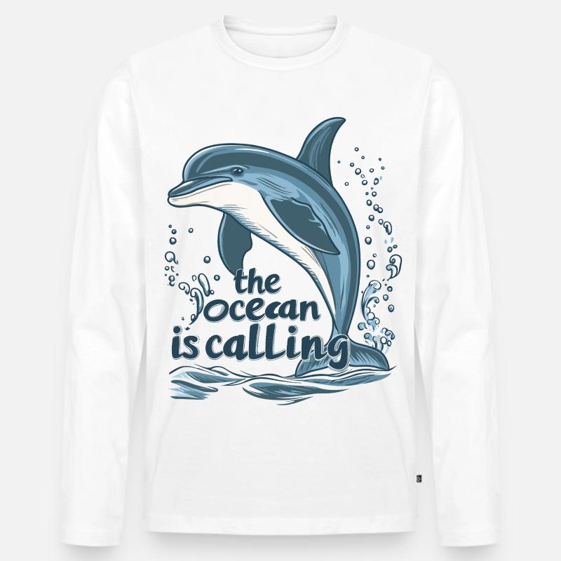 the ocean is calling - delfin - Männer Premium Bio Langarmshirt - Weiß