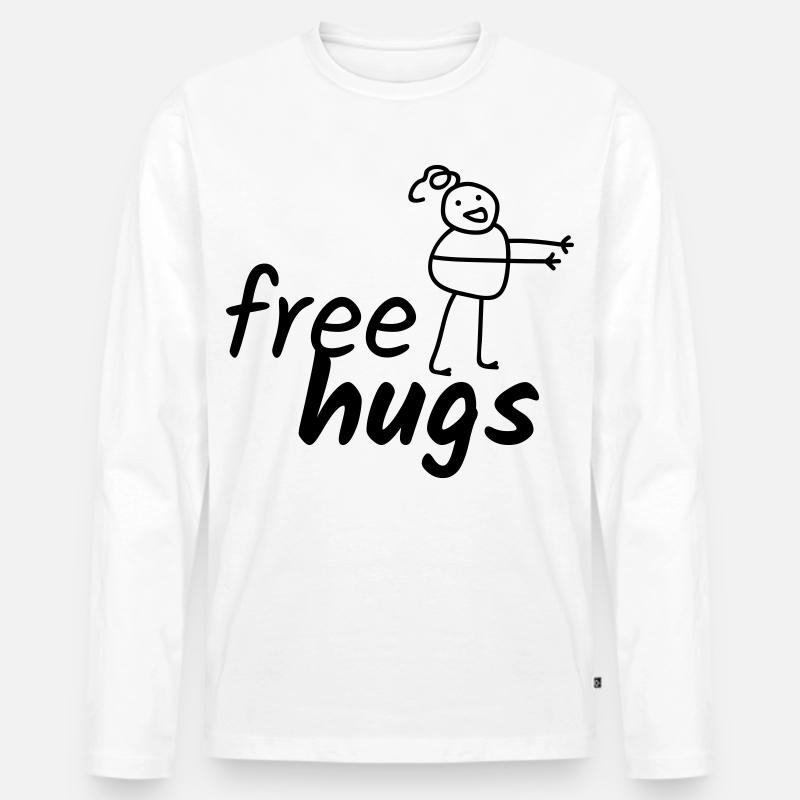 Free Hugs - Männer Premium Bio Langarmshirt - Weiß