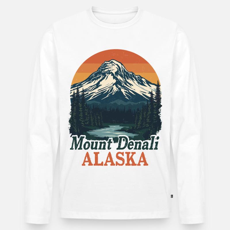Denali Alaskas Berglandschaft - Männer Premium Bio Langarmshirt - Weiß