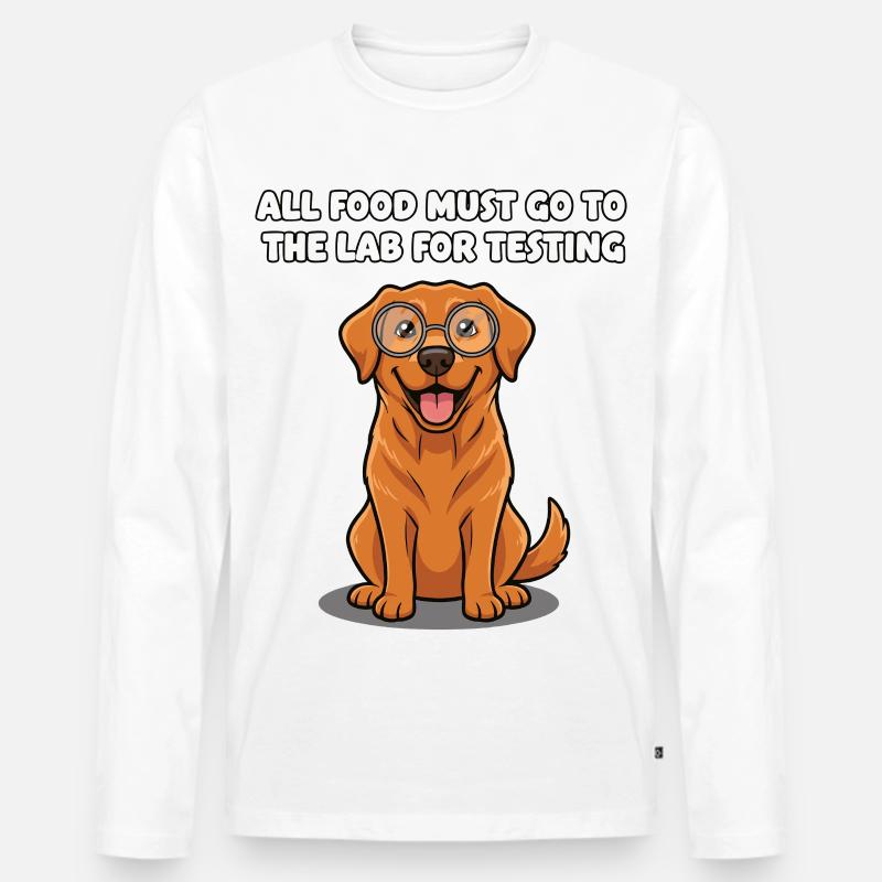 Laborhund mit Brille Spruch - Männer Premium Bio Langarmshirt - Weiß