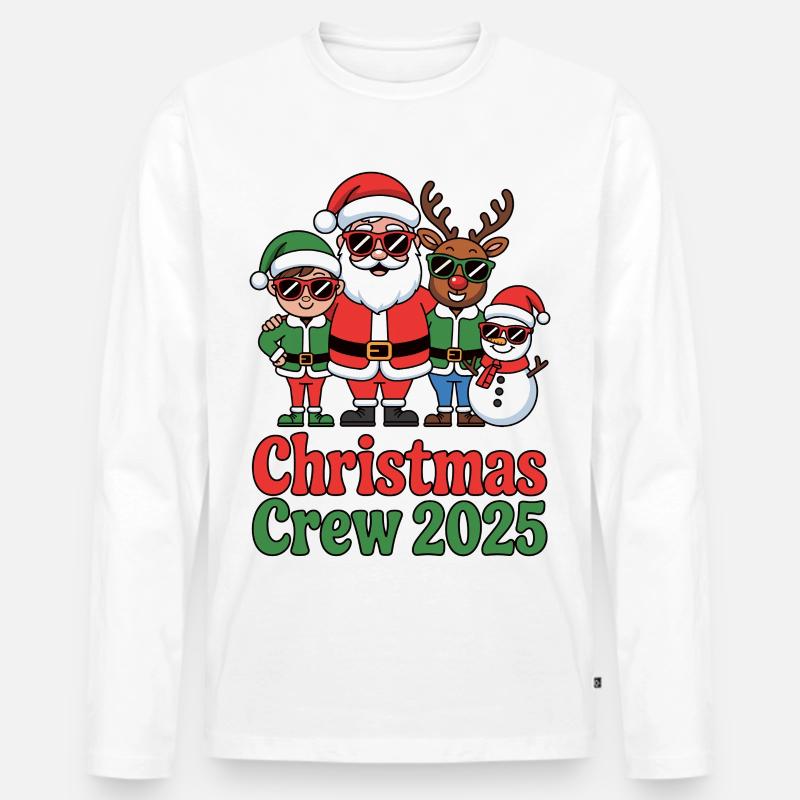 Weihnachts Crew 2025 - Männer Premium Bio Langarmshirt - Weiß