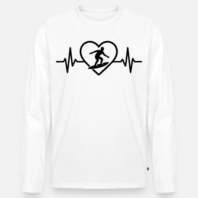 Surfen Herz - Männer Premium Bio Langarmshirt - Weiß