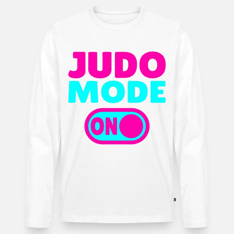 Judo Mode ON – Stärke, Disziplin & Kampfgeist - Männer Premium Bio Langarmshirt - Weiß