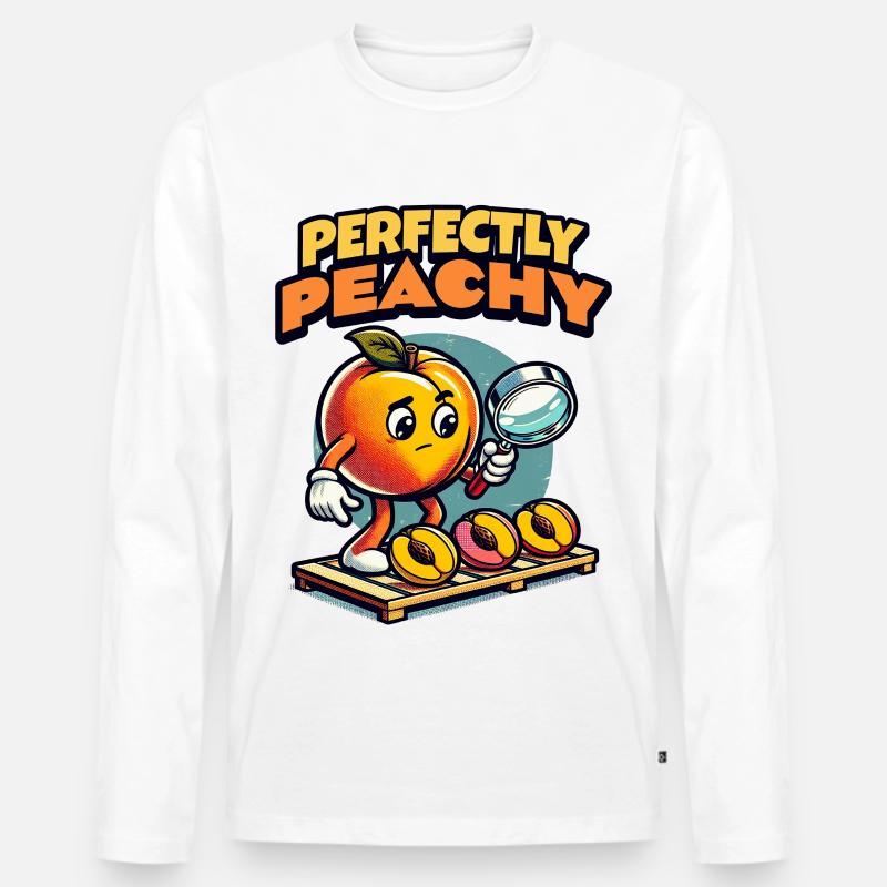 Pfirisch Geschenk Perfectly Peachy Geschenk - Männer Premium Bio Langarmshirt - Weiß