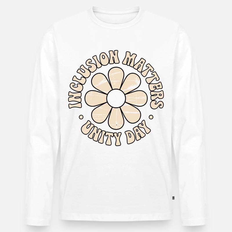 Inklusion Botschaft Retro Blumen - Männer Premium Bio Langarmshirt - Weiß