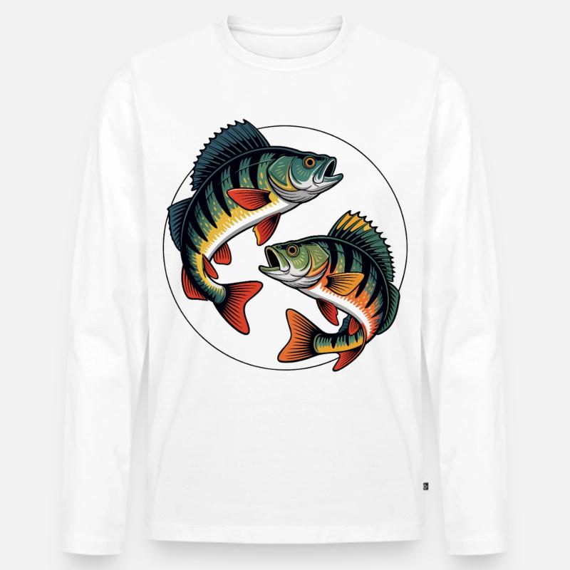 Zwei springende Barsche - Männer Premium Bio Langarmshirt - Weiß