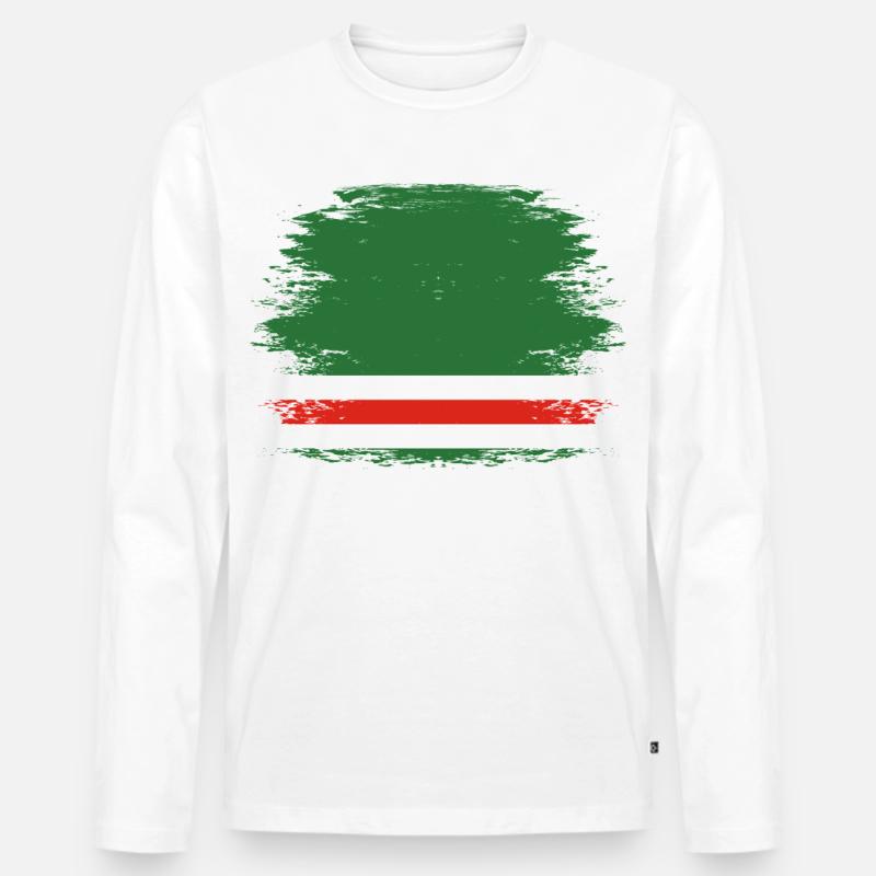 Tschetschenien Flagge used - Männer Premium Bio Langarmshirt - Weiß
