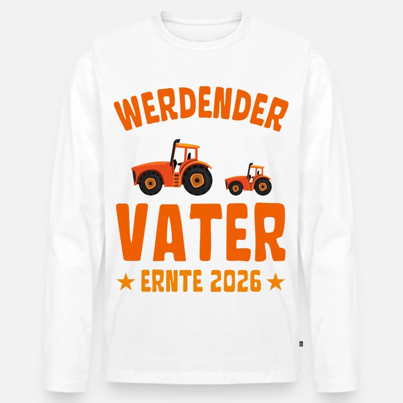 Werdender VATER Ernte 2026 Traktor - Männer Premium Bio Langarmshirt - Weiß