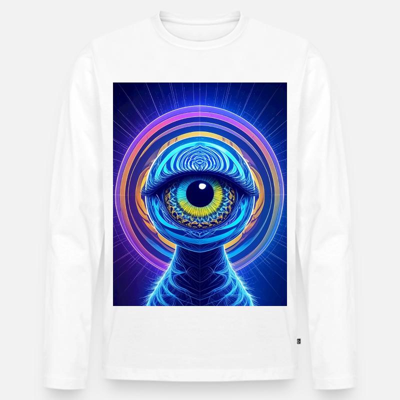 Neon Augenring Kosmischer Hyperrealismus - Männer Premium Bio Langarmshirt - Weiß