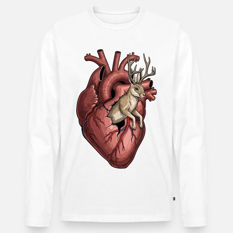 Herz Jackalope - Männer Premium Bio Langarmshirt - Weiß