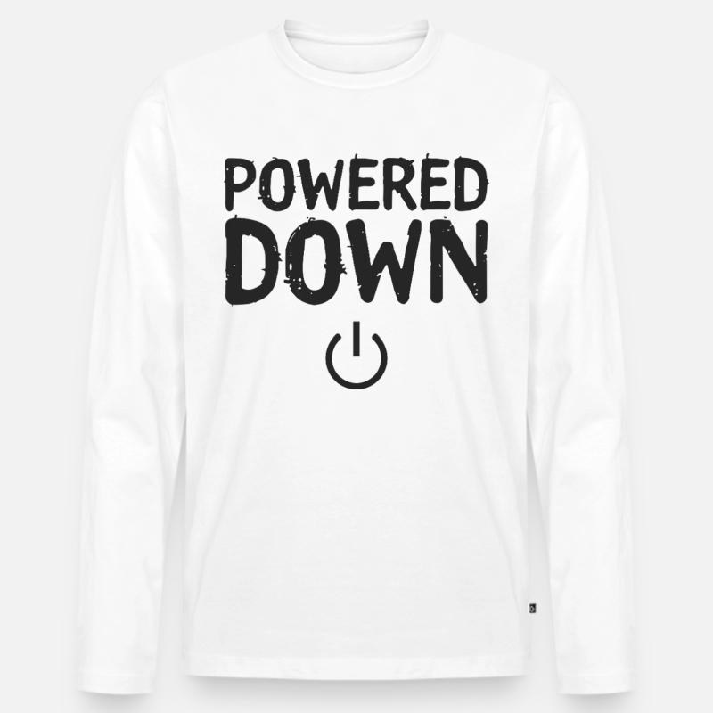 Powered Down Energie Status Ausgeschaltet - Männer Premium Bio Langarmshirt - Weiß