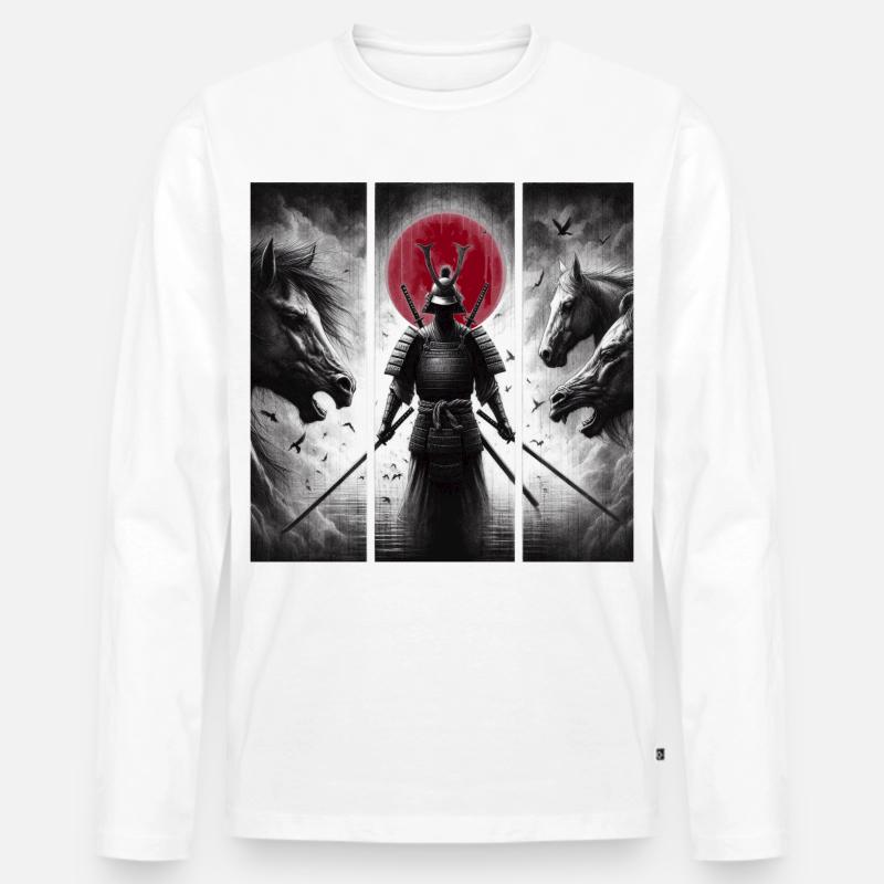 Samurai - Männer Premium Bio Langarmshirt - Weiß