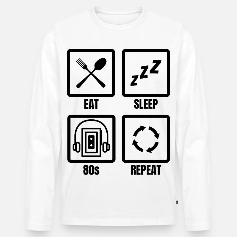 80er Jahre Zeitplan - Männer Premium Bio Langarmshirt - Weiß