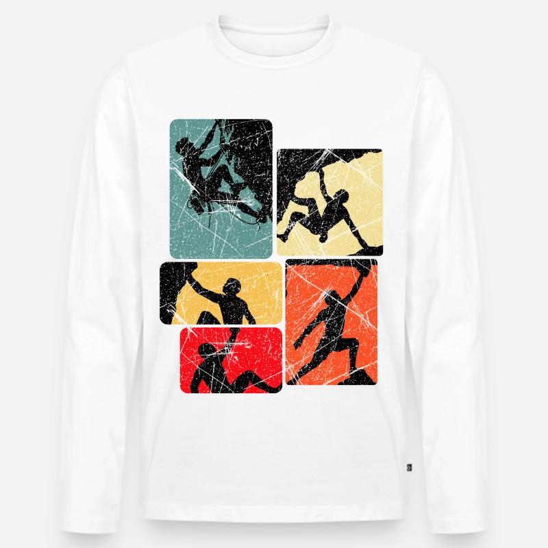Klettern Bouldern Bergsteiger Kletterer Boulder - Männer Premium Bio Langarmshirt - Weiß