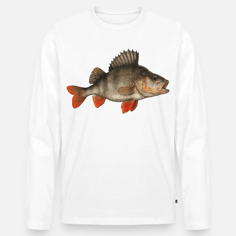 Barsch Flussbarsch Barschangeln Barsche Barsch - Männer Premium Bio Langarmshirt - Weiß