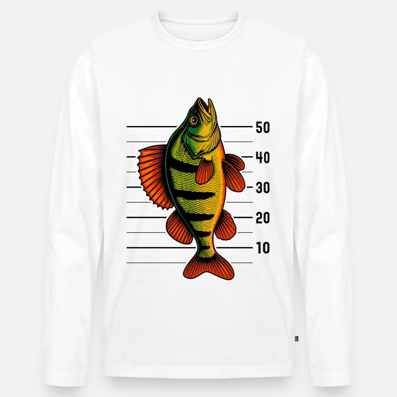 Barsch Flussbarsch Barschangeln Barsche Barsch - Männer Premium Bio Langarmshirt - Weiß